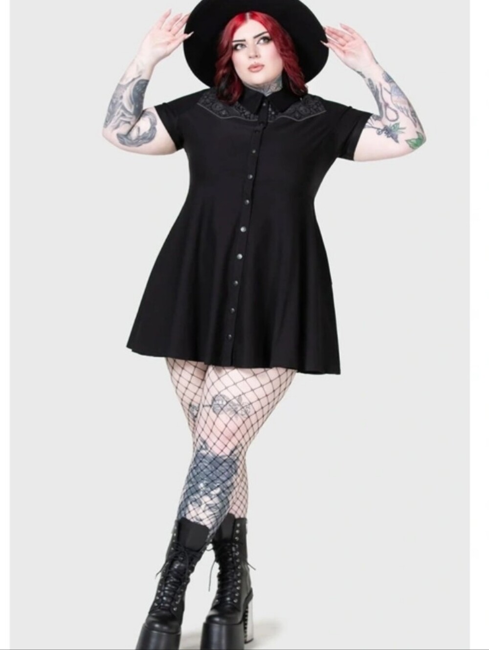 KILLSTAR No Where's Ville Black Skull Mini Dress XL Gothabilly Rockabilly Grunge - Picture 3 of 10